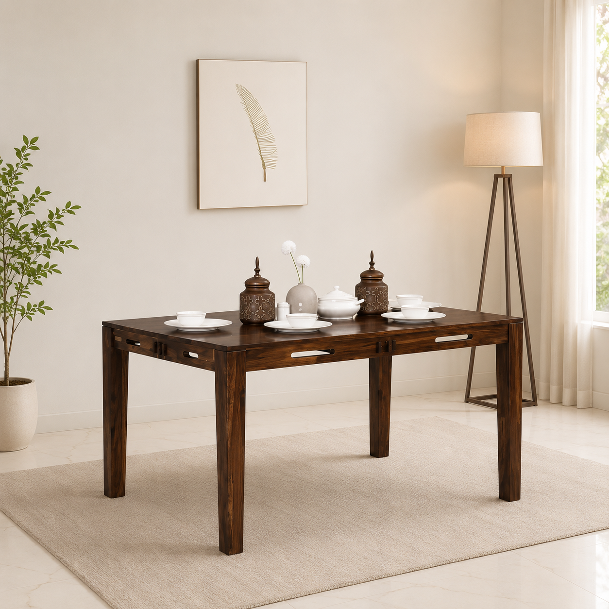 Weston Solid Sheesham Wood 6 Seater Dining Table