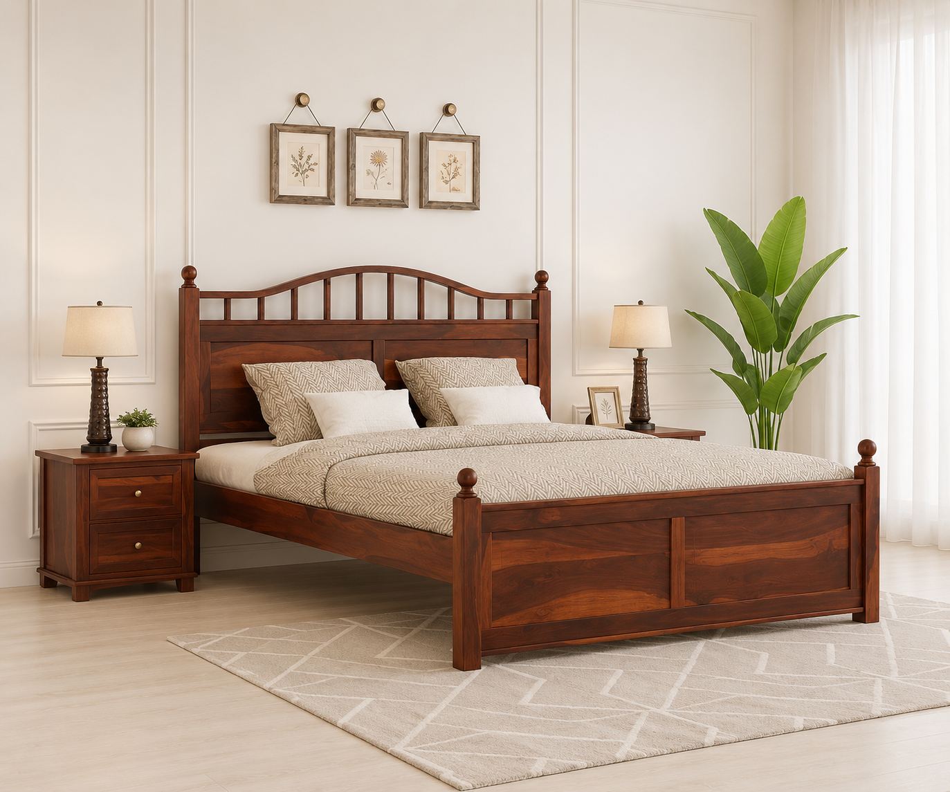 Windsor Classic Wooden Storage Bed in Walnut Finish