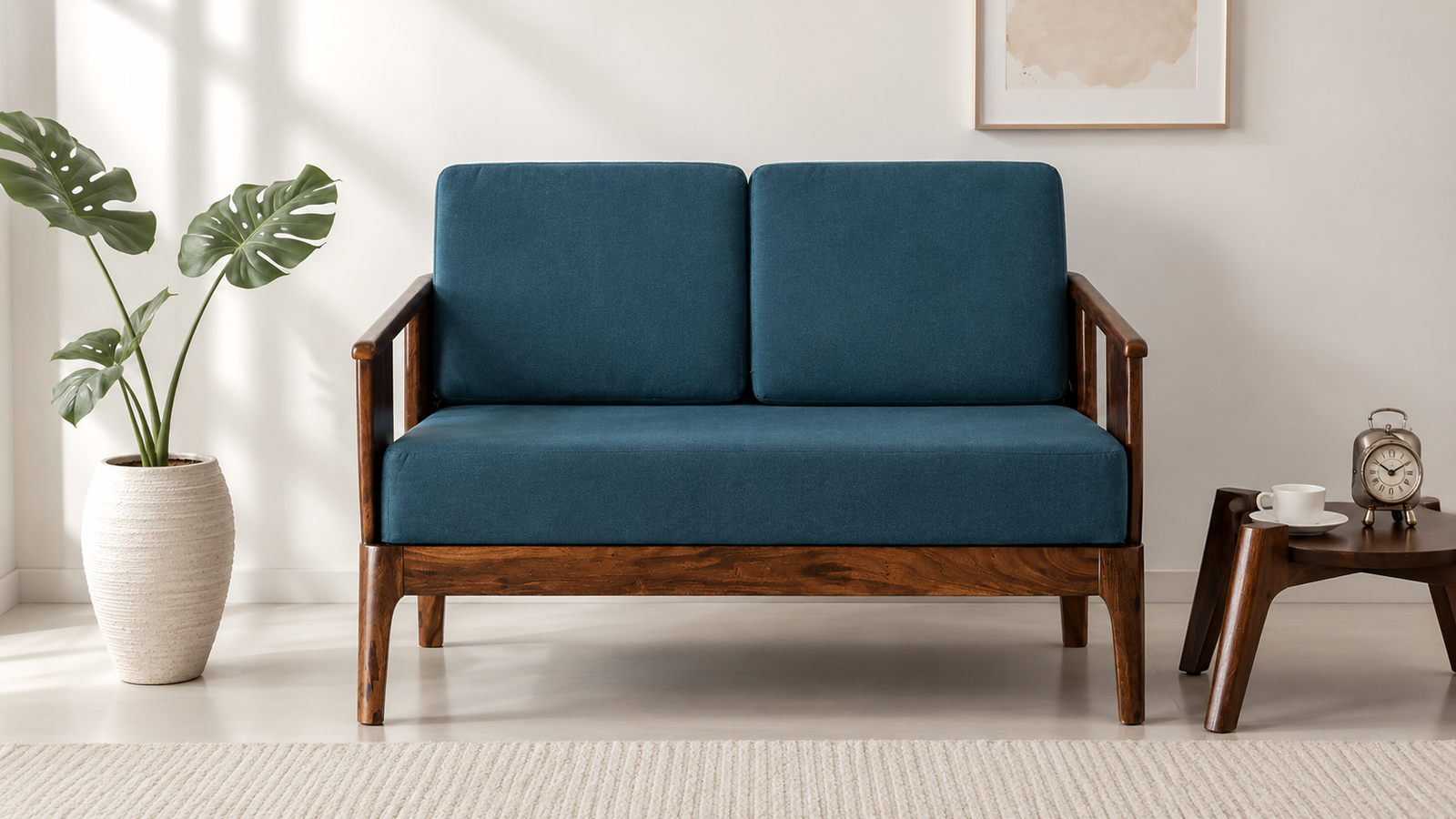 Windsor Grace Solid Sheesham Wood 2 Seater Sofa in Rich Walnut Finish