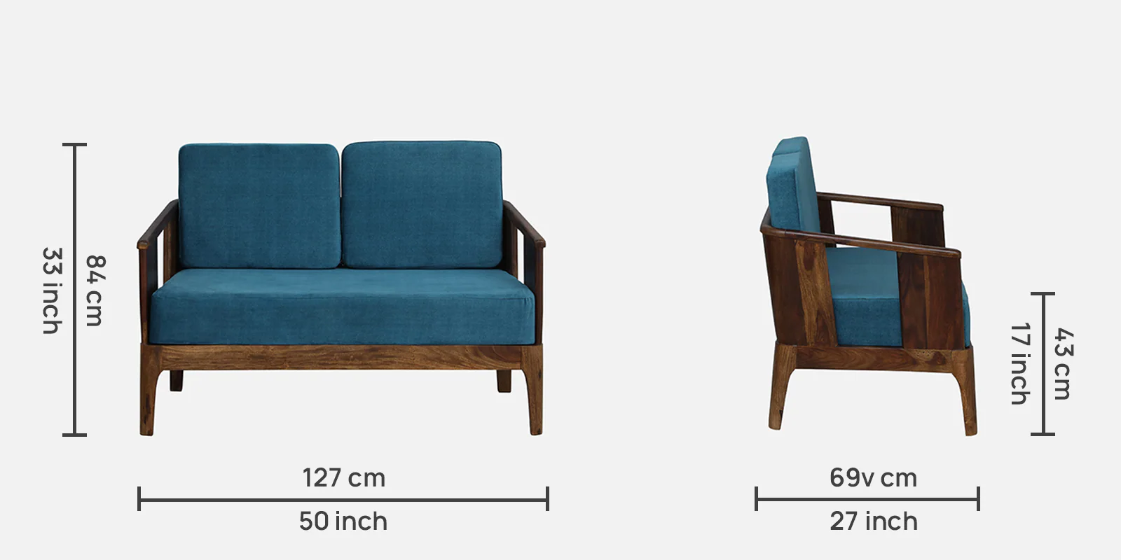 Windsor Grace Solid Sheesham Wood 2 Seater Sofa in Rich Walnut Finish - Image 2