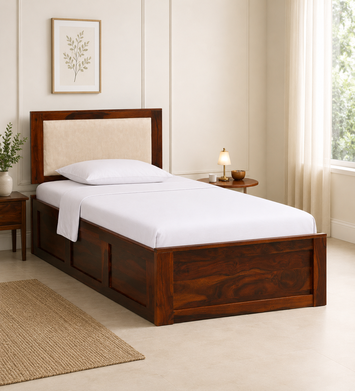 Windsor Solid Sheesham Wood Single Bed for Contemporary Homes