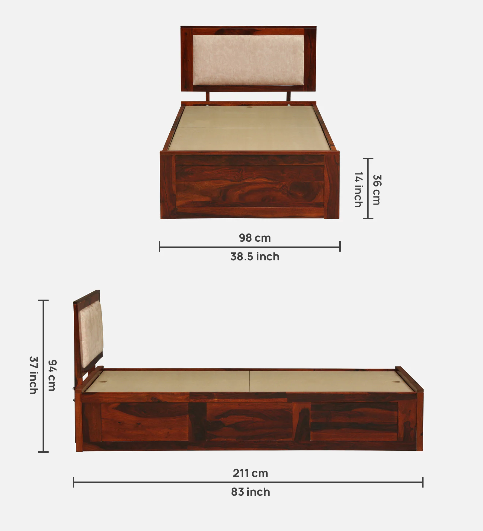 Windsor Solid Sheesham Wood Single Bed for Contemporary Homes - Image 2