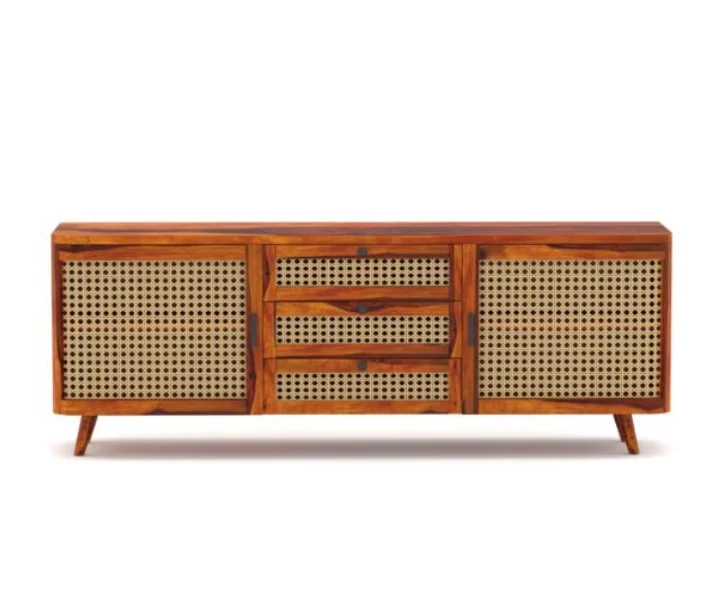 Woodcrest Solid Sheesham Wood Multi Utility Cabinet in Teak Finish - Image 2