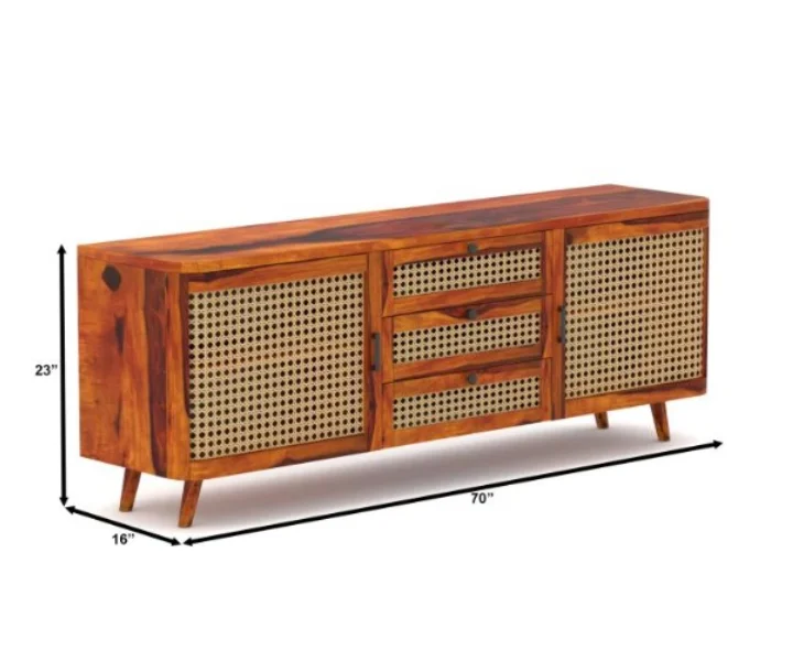 Woodcrest Solid Sheesham Wood Multi Utility Cabinet in Teak Finish - Image 3