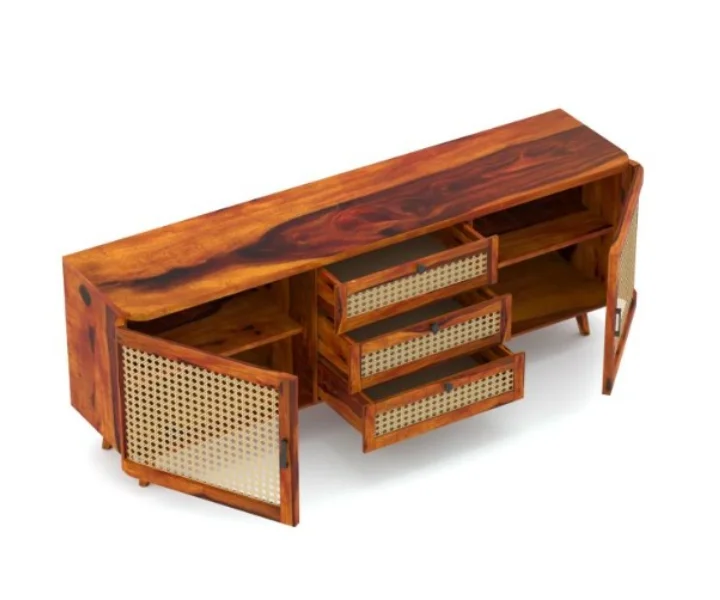 Woodcrest Solid Sheesham Wood Multi Utility Cabinet in Teak Finish - Image 4