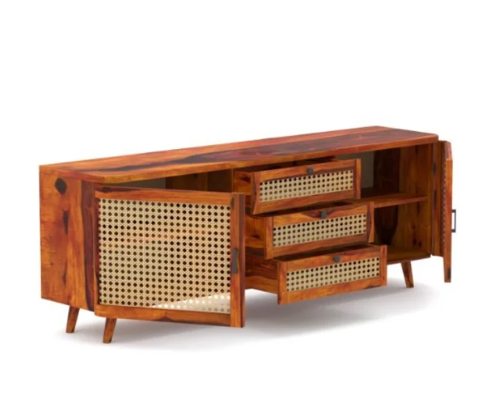 Woodcrest Solid Sheesham Wood Multi Utility Cabinet in Teak Finish - Image 5