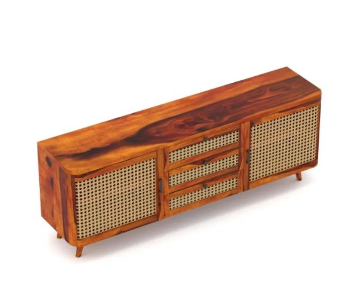 Woodcrest Solid Sheesham Wood Multi Utility Cabinet in Teak Finish - Image 6