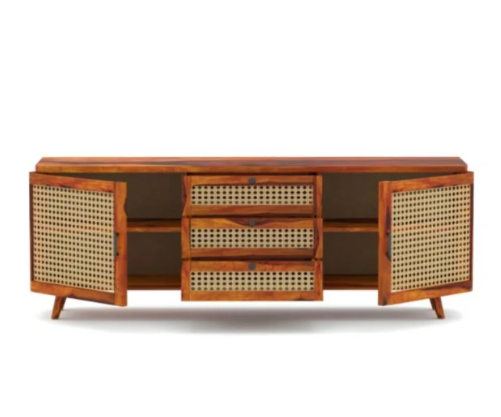 Woodcrest Solid Sheesham Wood Multi Utility Cabinet in Teak Finish - Image 7