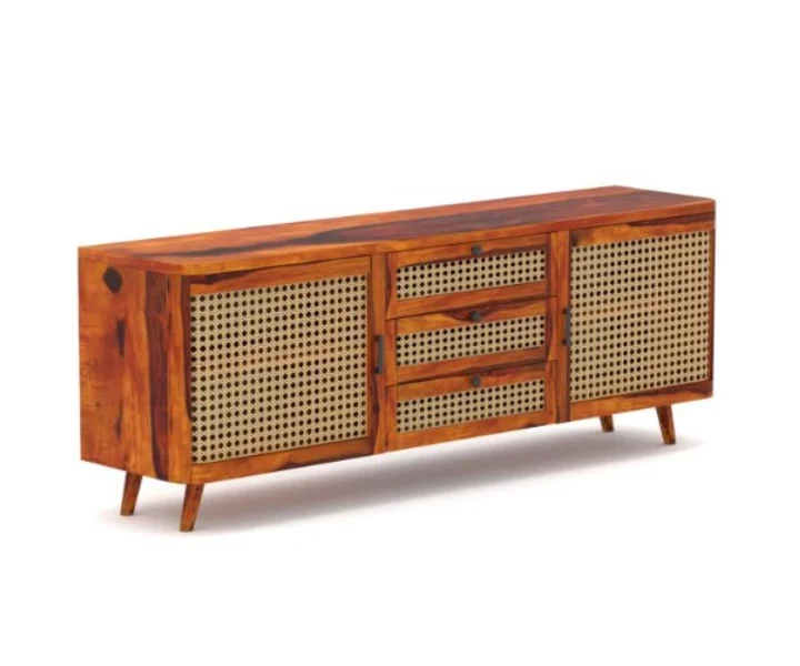 Woodcrest Solid Sheesham Wood Multi Utility Cabinet in Teak Finish - Image 8