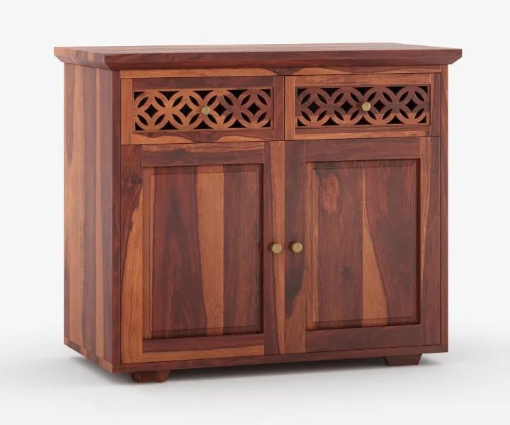 Woodhaven Solid Sheesham Wood Utility Cabinet in Honey Oak Finish - Image 3
