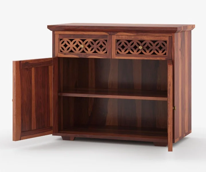 Woodhaven Solid Sheesham Wood Utility Cabinet in Honey Oak Finish - Image 4