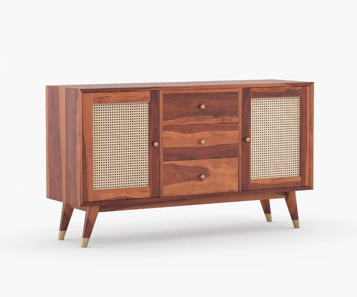 Woodland Craft Solid Sheesham Wood Storage Cabinet in Natural Finish - Image 2