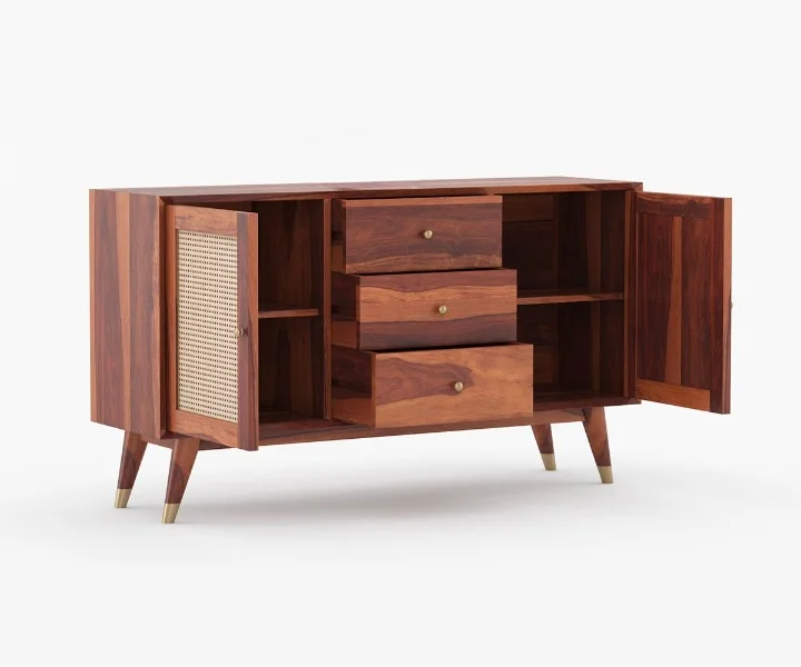 Woodland Craft Solid Sheesham Wood Storage Cabinet in Natural Finish - Image 3