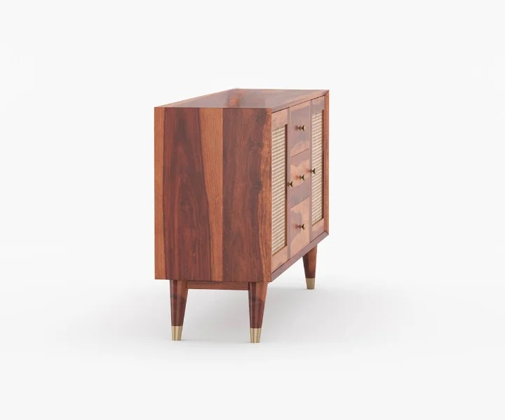 Woodland Craft Solid Sheesham Wood Storage Cabinet in Natural Finish - Image 4