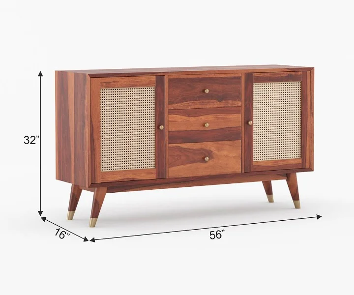 Woodland Craft Solid Sheesham Wood Storage Cabinet in Natural Finish - Image 5