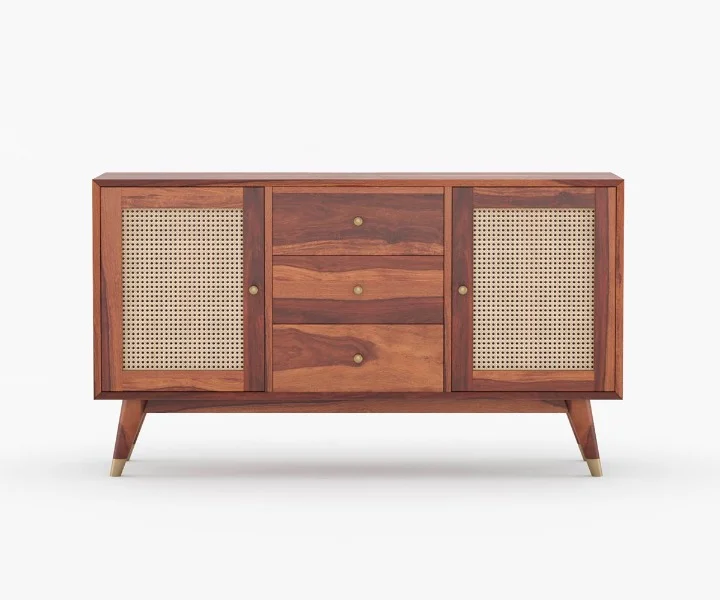 Woodland Craft Solid Sheesham Wood Storage Cabinet in Natural Finish - Image 6
