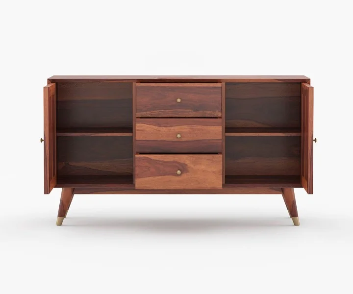 Woodland Craft Solid Sheesham Wood Storage Cabinet in Natural Finish - Image 7