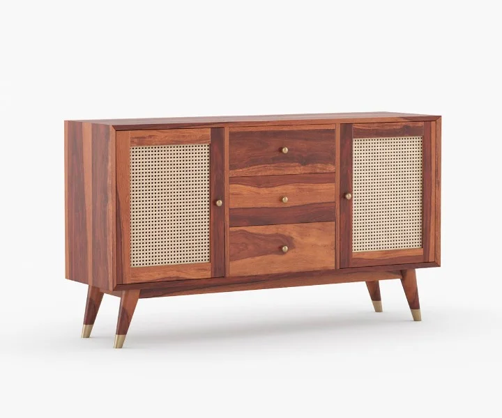 Woodland Craft Solid Sheesham Wood Storage Cabinet in Natural Finish - Image 8