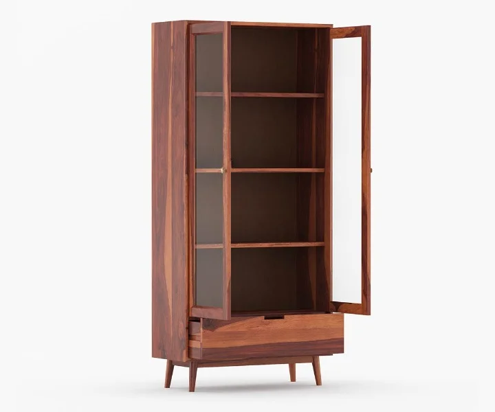 Woodland Edge Handcrafted Solid Sheesham Wood Bookcase with Storage - Image 5