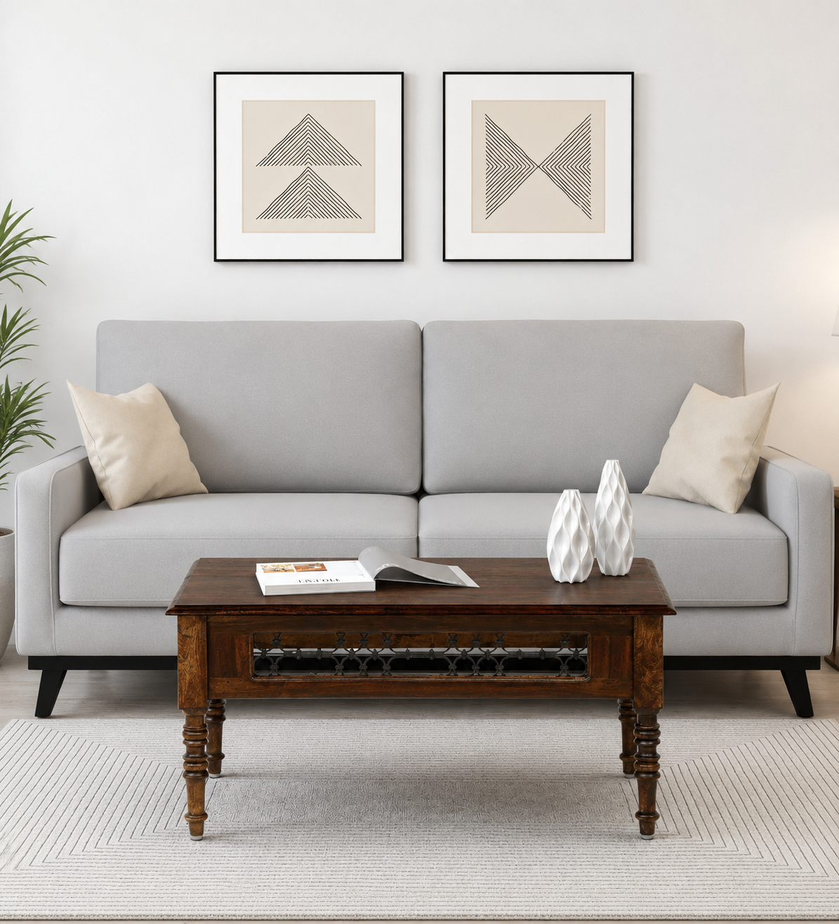 Woodlore Premium Wooden Coffee Table with Open Display Storage