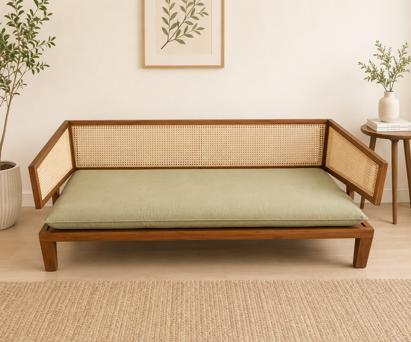 Woodora Natural Solid Sheesham Wood 3 Seater Sofa