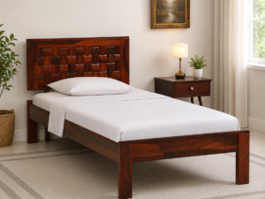 Zenith Handcrafted Sheesham Wood Single Bed for Elegant Bedrooms