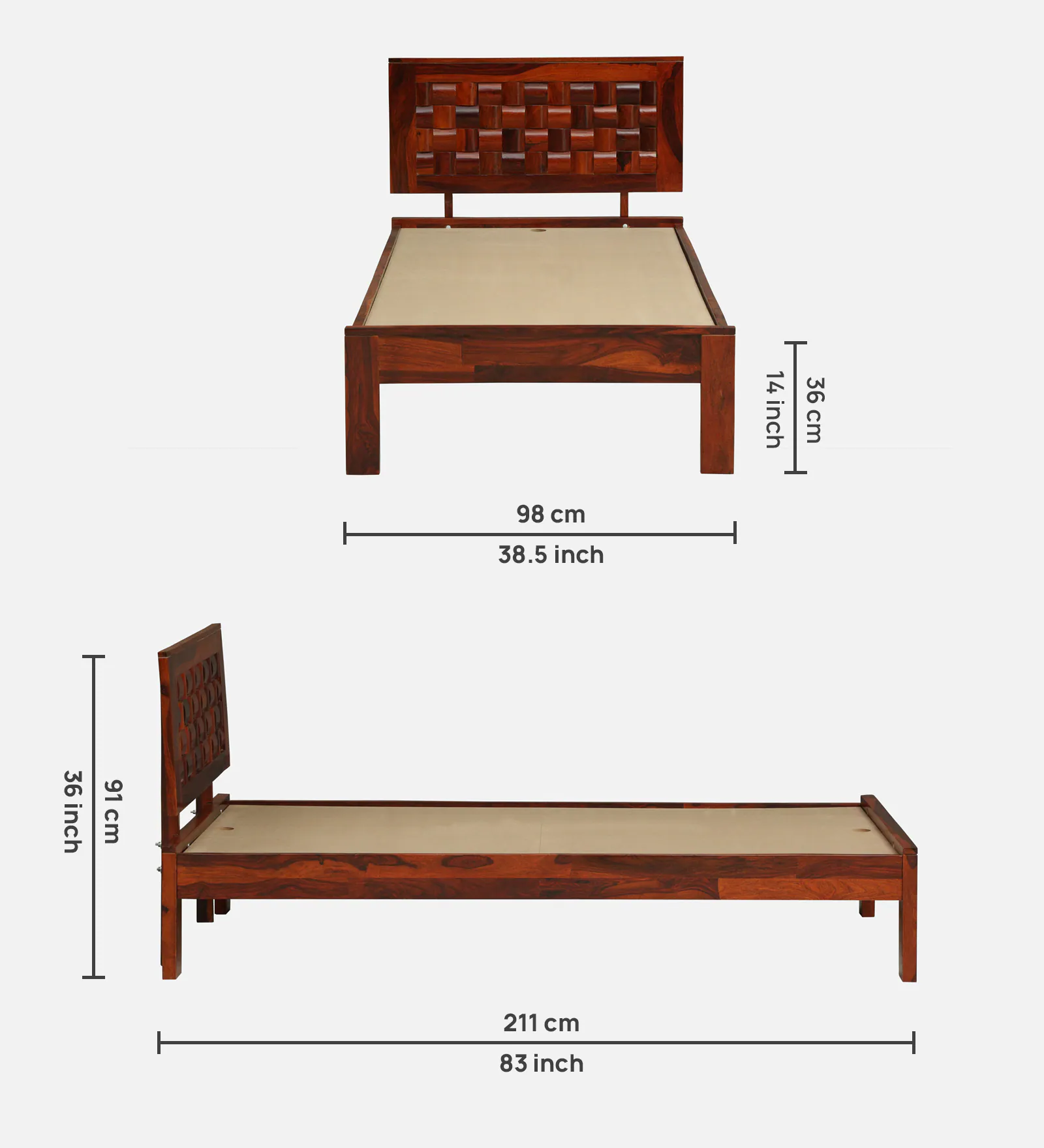 Zenith Handcrafted Sheesham Wood Single Bed for Elegant Bedrooms - Image 4