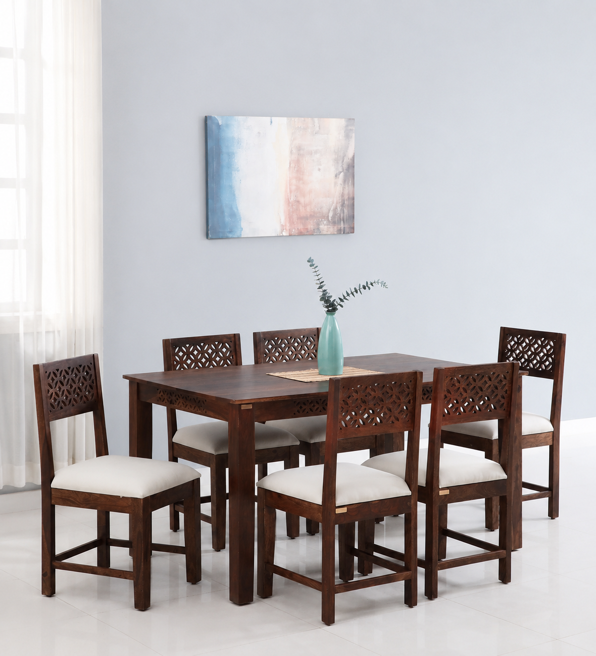Zerano Premium Solid Sheesham Wood Dining Set for 6