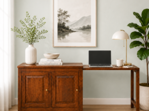 Zorvian Solid Wood Designer Cabinet in Classic Walnut Finish