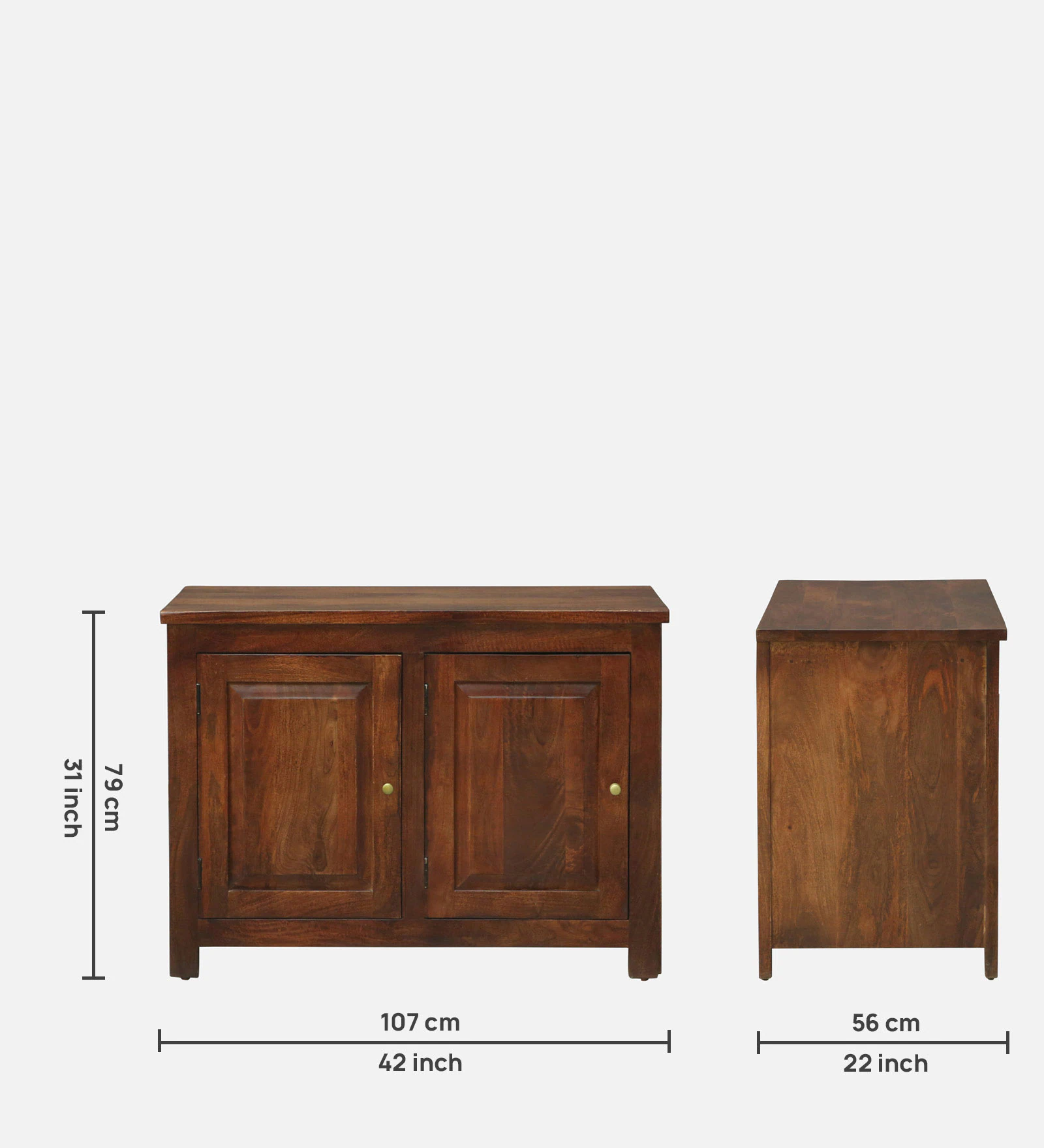 Zorvian Solid Wood Designer Cabinet in Classic Walnut Finish - Image 5