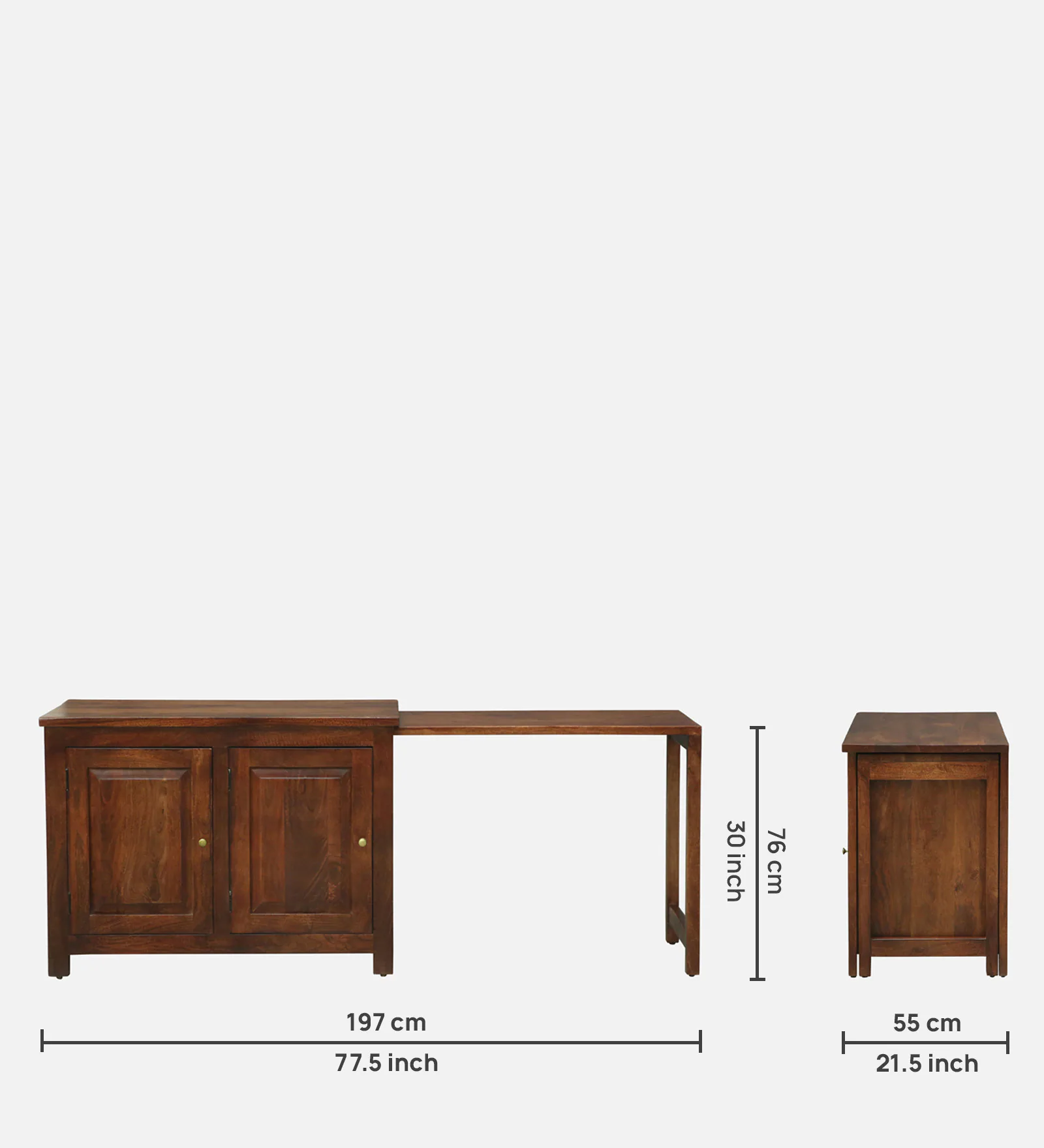 Zorvian Solid Wood Designer Cabinet in Classic Walnut Finish - Image 8