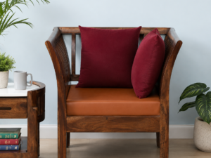Zorvik Sheesham Wood Living Room 1 Seater Sofa in Honey Finish
