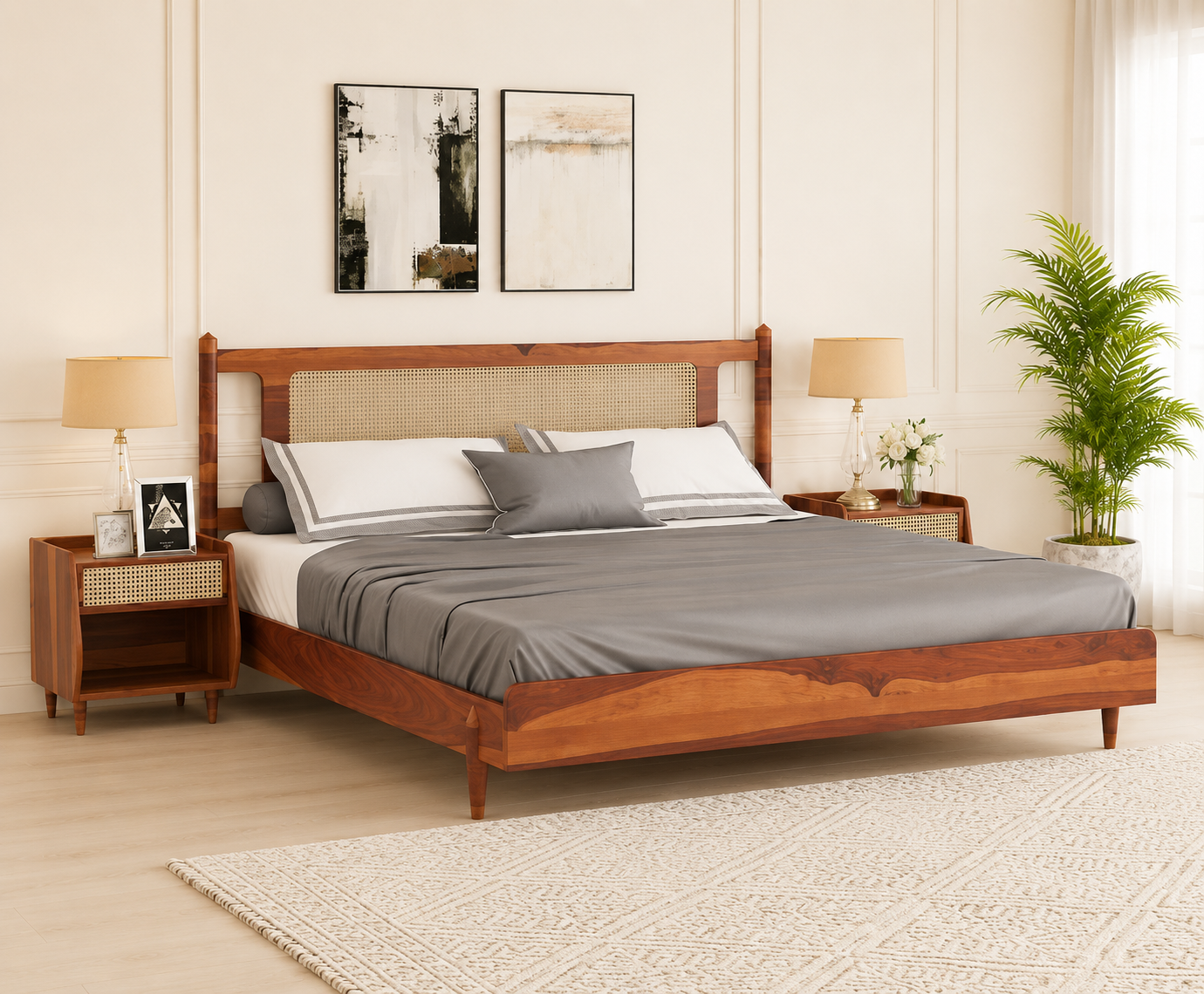 Orion Luxury Sheesham Wood Bed with Storage and Headboard