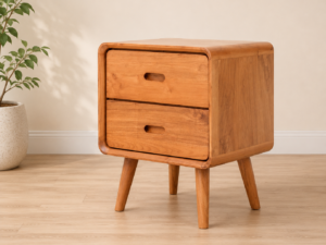 andcrafted Solid Sheesham Wood Bedside Table