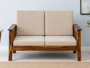 Eloria Premium Sheesham Wood 2 Seater Sofa in Natural Teak Finish