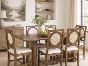 Solid Sheesham Wood 6 Seater Dining Table Set in Honey Finish