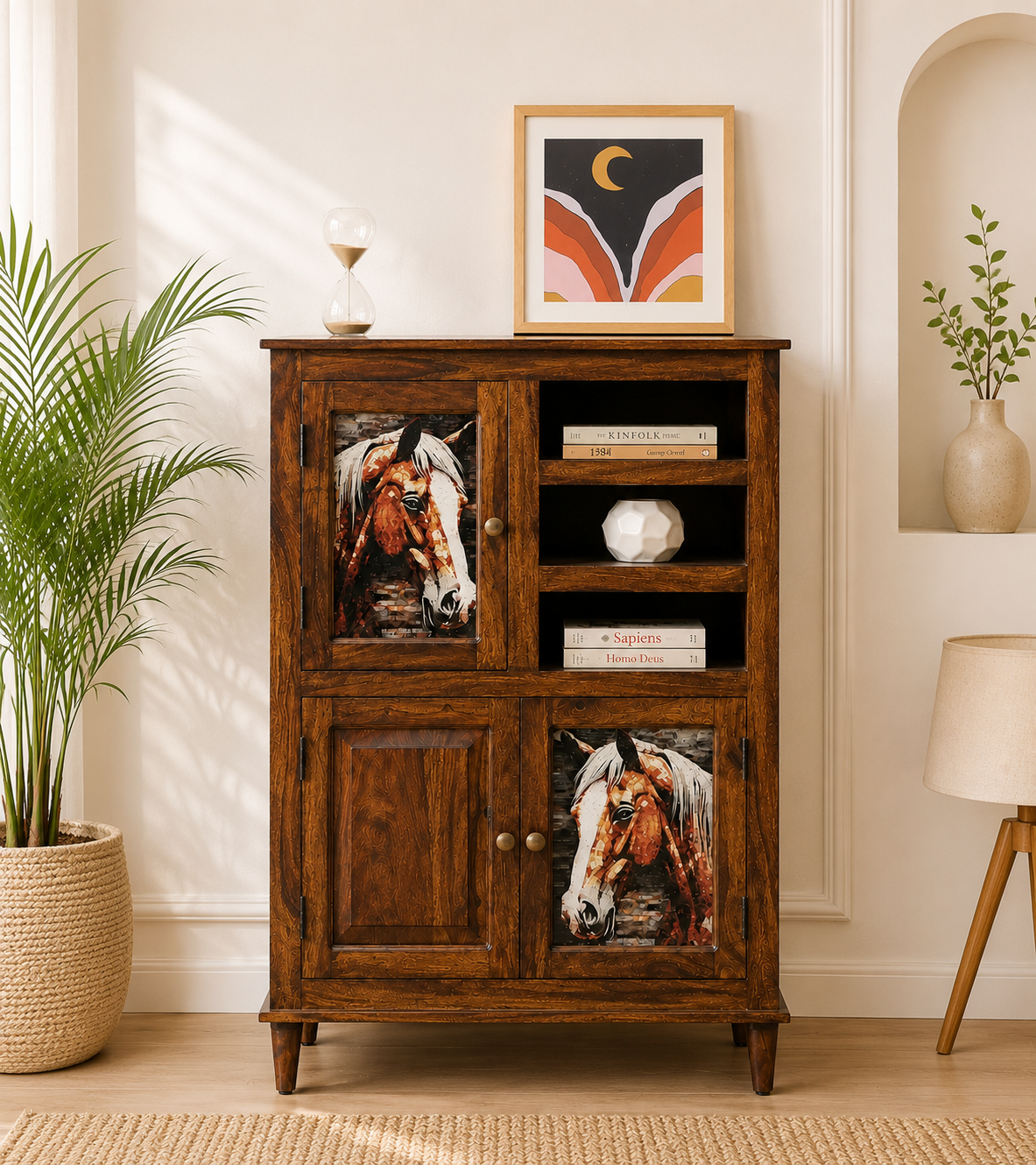 Arvessa Wooden Storage Cabinet in Natural Honey Finish