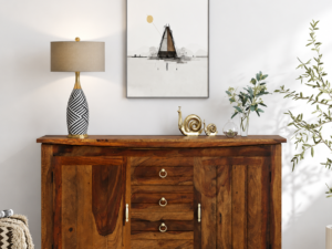 Orlena Solid Sheesham Wood Cabinet with Elegant Contemporary Design