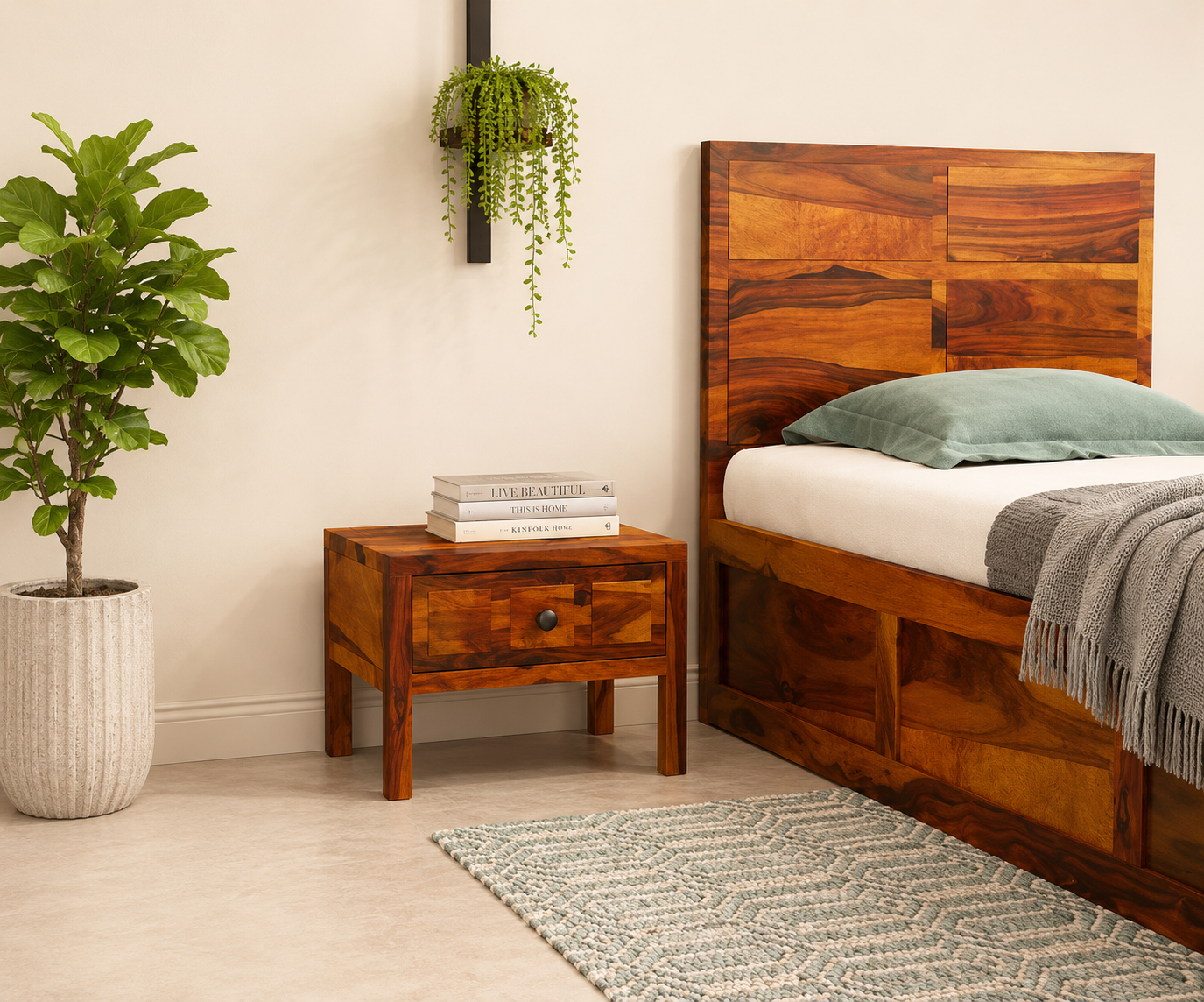esigner Solid Sheesham Wood Bedside Table