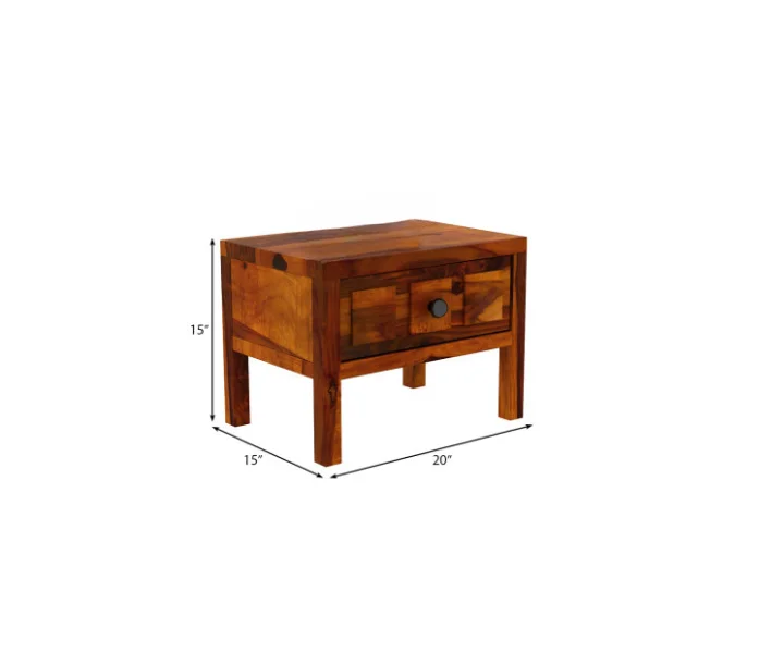 esigner Solid Sheesham Wood Bedside Table - Image 2