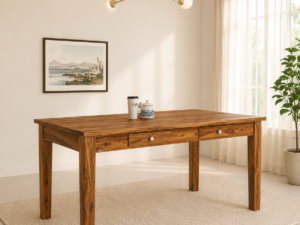 Orlena Solid Sheesham Wood Dining Table with Natural Finish