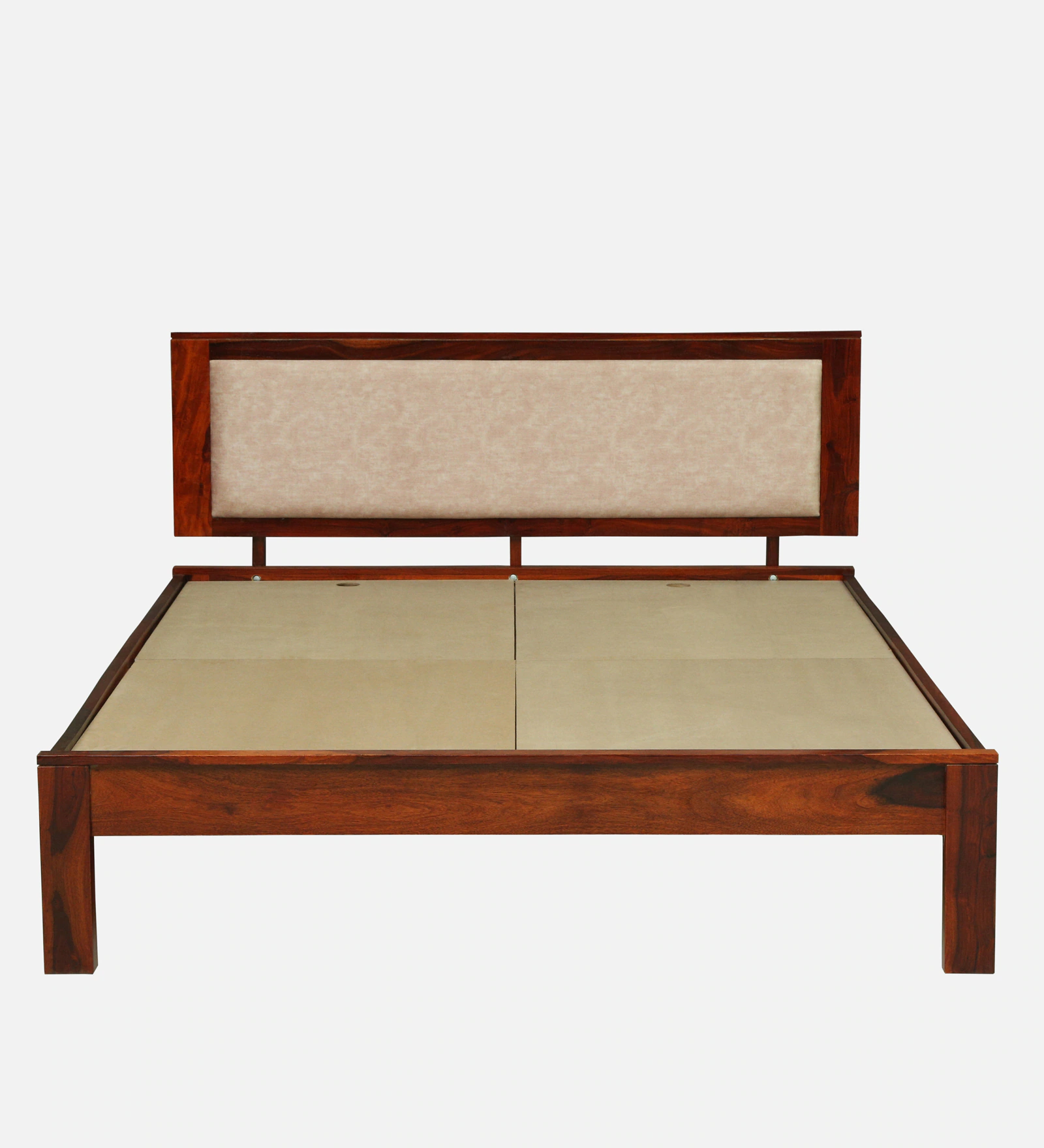 Kairo Elegant Solid Sheesham Wood Double Bed with Soft Headboard - Image 2