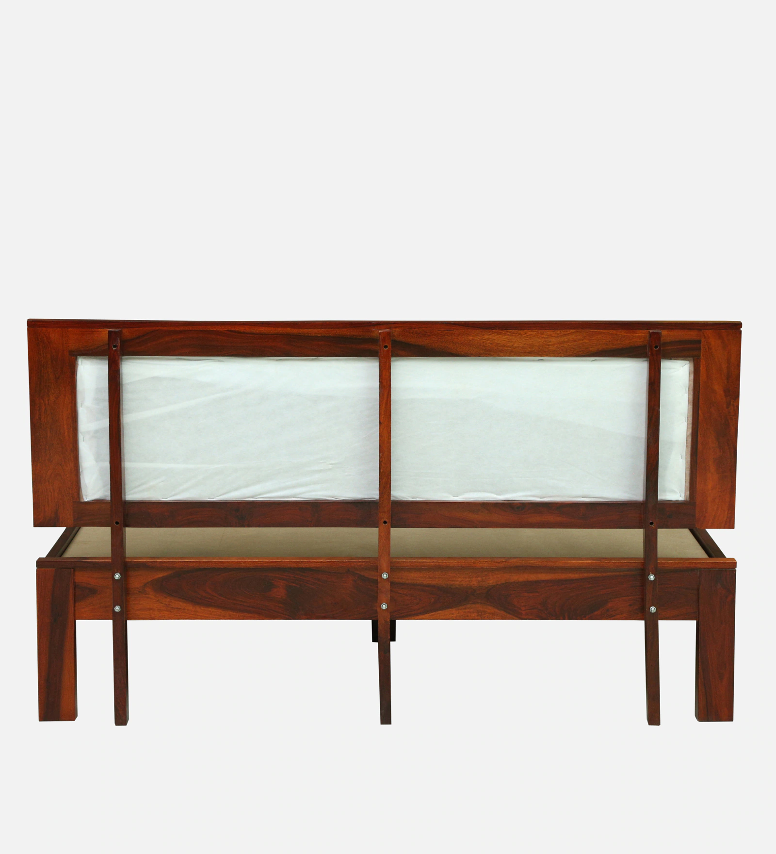 Kairo Elegant Solid Sheesham Wood Double Bed with Soft Headboard - Image 5