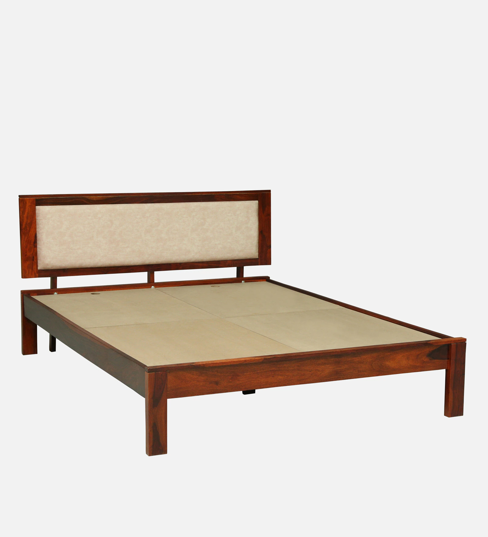 Kairo Elegant Solid Sheesham Wood Double Bed with Soft Headboard - Image 6