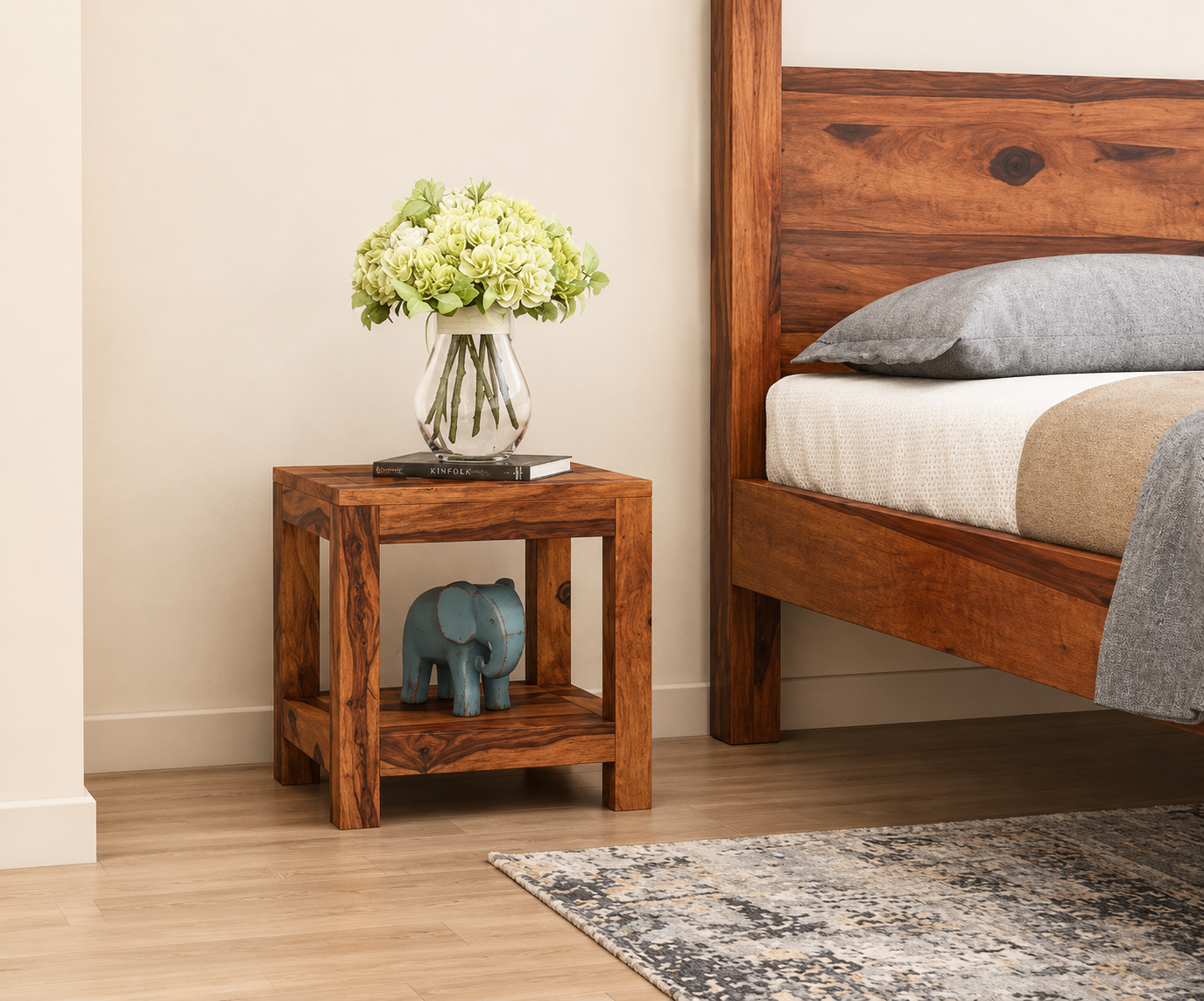 olid Sheesham Wood Bedside Unit
