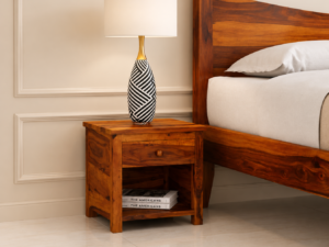 remium Natural Sheesham Wood Bedside Table