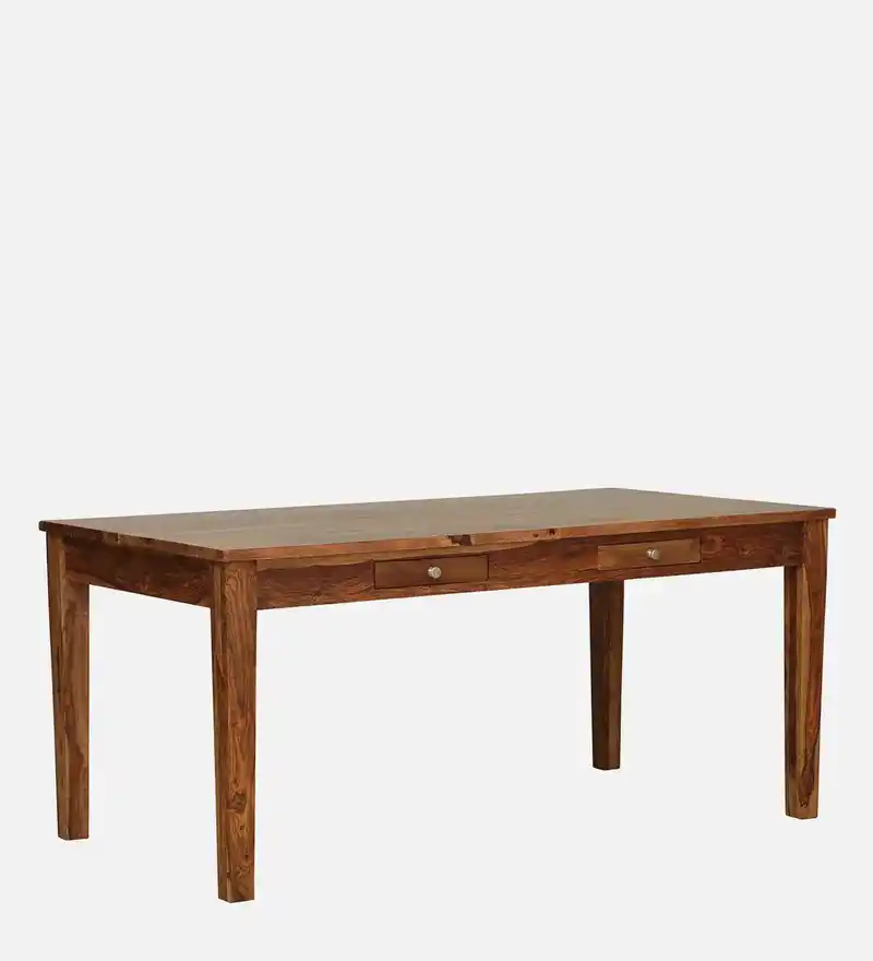 Orlena Solid Sheesham Wood Dining Table with Natural Finish - Image 4
