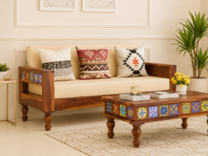 Nature Crest Solid Sheesham Wood Luxury Sofa