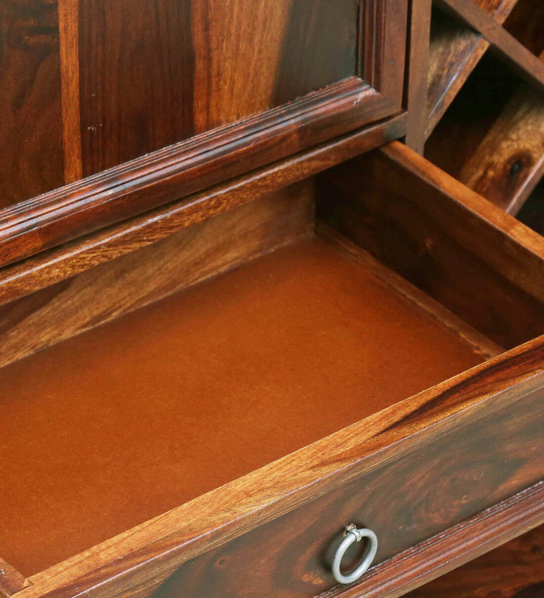 Alverto Wooden Bar Cabinet in Classic Walnut Finish - Image 6