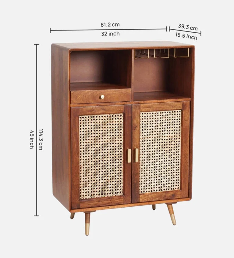 Arvion Solid Sheesham Wood Bar Cabinet with Spacious Storage - Image 5